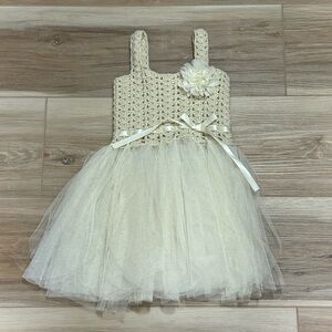 Light yellow crochet Baby girl dress, perfect for Easter